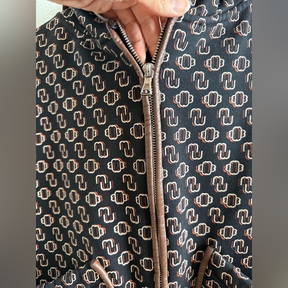 Maje Black & White Monogram Hooded Bomber Jacket - Picture 7 of 16